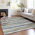3' X 5' Gray Denim Blue And Sky Blue Striped Washable Indoor Outdoor Area Rug