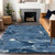 5' X 8' Navy Blue And Blue Abstract Washable Indoor Outdoor Area Rug