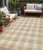 5' X 8' Gold And Beige Plaid Washable Indoor Outdoor Area Rug