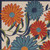 5' Ivory Blue And Orange Square Floral Indoor Outdoor Area Rug