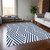 5' X 8' Navy and White Geometric Washable Non Skid Indoor Outdoor Area Rug