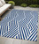 5' X 8' Navy and White Geometric Washable Non Skid Indoor Outdoor Area Rug