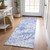 8' Runner Blue Abstract Washable Non Skid Indoor Outdoor Runner Rug Transitional Style - Blue Color