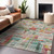 3' X 5' Terra Cotta Green And Brown Striped Washable Indoor Outdoor Area Rug