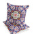 Contemporary Set of Two 16" X 16" Blue and Orange Blown Seam Floral Indoor Outdoor Throw Pillow for Living Room Bedroom Office
