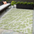 5' X 8' Green and White Abstract Washable Non Skid Indoor Outdoor Area Rug