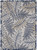 7' X 10' Navy Blue And Ivory Botanical Leaves Indoor Outdoor Area Rug