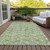 3' X 5' Green And Ivory Geometric Washable Indoor Outdoor Area Rug Transitional Style - Green, Ivory Color