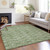 3' X 5' Green And Ivory Geometric Washable Indoor Outdoor Area Rug Transitional Style - Green, Ivory Color