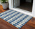 3' X 5' Navy Blue And Ivory Geometric Washable Indoor Outdoor Area Rug