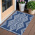 3' X 5' Navy Blue And Ivory Geometric Washable Indoor Outdoor Area Rug Transitional Style - Navy Blue, Ivory Color