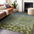 5' X 8' Olive Green And Gray Floral Washable Indoor Outdoor Area Rug - Olive Green, Gray