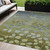 5' X 8' Olive Green And Gray Floral Washable Indoor Outdoor Area Rug - Olive Green, Gray