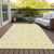5' X 8' Yellow Ivory And Gray Floral Medallion Washable Indoor Outdoor Area Rug