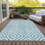 5' X 8' Teal Blue And Ivory Geometric Washable Indoor Outdoor Area Rug Transitional Style - Teal Blue, Ivory Color
