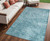 5' X 8' Teal Abstract Washable Non Skid Indoor Outdoor Area Rug - 606114943259