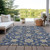 3' X 5' Navy Blue Brown And Ivory Moroccan Washable Indoor Outdoor Area Rug