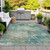 3' X 5' Teal Blue Beige And Denim Blue Abstract Washable Indoor Outdoor Area Rug