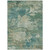 3' X 5' Teal Blue Beige And Denim Blue Abstract Washable Indoor Outdoor Area Rug
