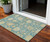 3' X 5' Teal Blue Ivory And Green Floral Washable Indoor Outdoor Area Rug