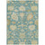 3' X 5' Teal Blue Ivory And Green Floral Washable Indoor Outdoor Area Rug