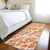 8' Runner Orange and White Abstract Washable Non Skid Indoor Outdoor Runner Rug