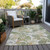 3' X 5' Ivory Wheat And Olive Green Botanical Leaves Washable Indoor Outdoor Area Rug