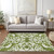 5' X 8' Green And Ivory Damask Washable Indoor Outdoor Area Rug - 880016692471