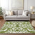 5' X 8' Green And Ivory Damask Washable Indoor Outdoor Area Rug