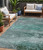 5' X 8' Teal Blue Gray And Pale Aqua Abstract Washable Indoor Outdoor Area Rug