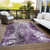 3' X 5' Eggplant Purple And Lavender Abstract Washable Indoor Outdoor Area Rug