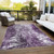 3' X 5' Eggplant Purple And Lavender Abstract Washable Indoor Outdoor Area Rug