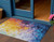 3' X 5' Gold Yellow And Teal Blue Abstract Washable Indoor Outdoor Area Rug