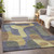 5' X 8' Purple And Gold Abstract Washable Indoor Outdoor Area Rug