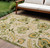 6' X 9' Ivory Green And Yellow Floral Indoor Outdoor Area Rug