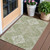 3' X 5' Artichoke Green Beige And Ivory Medallion Washable Indoor Outdoor Area Rug