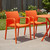 Set of Two Orange Heavy Duty Plastic Outdoor Stacking Dining Chairs