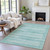 5' X 8' Aqua And Ivory Striped Washable Indoor Outdoor Area Rug