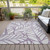 3' X 5' Purple Lavender And Beige Floral Washable Indoor Outdoor Area Rug