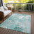3' X 5' Teal Blue And Ivory Floral Washable Indoor Outdoor Area Rug - 880016472264