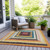 3' X 5' Amber Pink And Teal Blue Geometric Washable Indoor Outdoor Area Rug