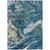 5' X 8' Navy Blue Gold And Ivory Abstract Washable Indoor Outdoor Area Rug