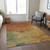 3' X 5' Terra Cotta Copper And Green Abstract Washable Indoor Outdoor Area Rug