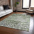 5' X 8' Olive Green And Ivory Argyle Washable Indoor Outdoor Area Rug