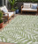 5' X 8' Green And Ivory Floral Washable Indoor Outdoor Area Rug - Green, Ivory