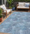 5' X 8' Denim Blue Navy Blue And Ivory Polka Dot Washable Indoor Outdoor Area Rug