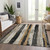3' X 5' Taupe And Gold Striped Washable Indoor Outdoor Area Rug