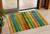 3' X 5' Green Teal Blue And Copper Striped Washable Indoor Outdoor Area Rug