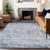 3' X 5' Sky Blue Charcoal And Ivory Abstract Washable Indoor Outdoor Area Rug