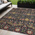 5' X 8' Black Red And Gold Floral Washable Indoor Outdoor Area Rug